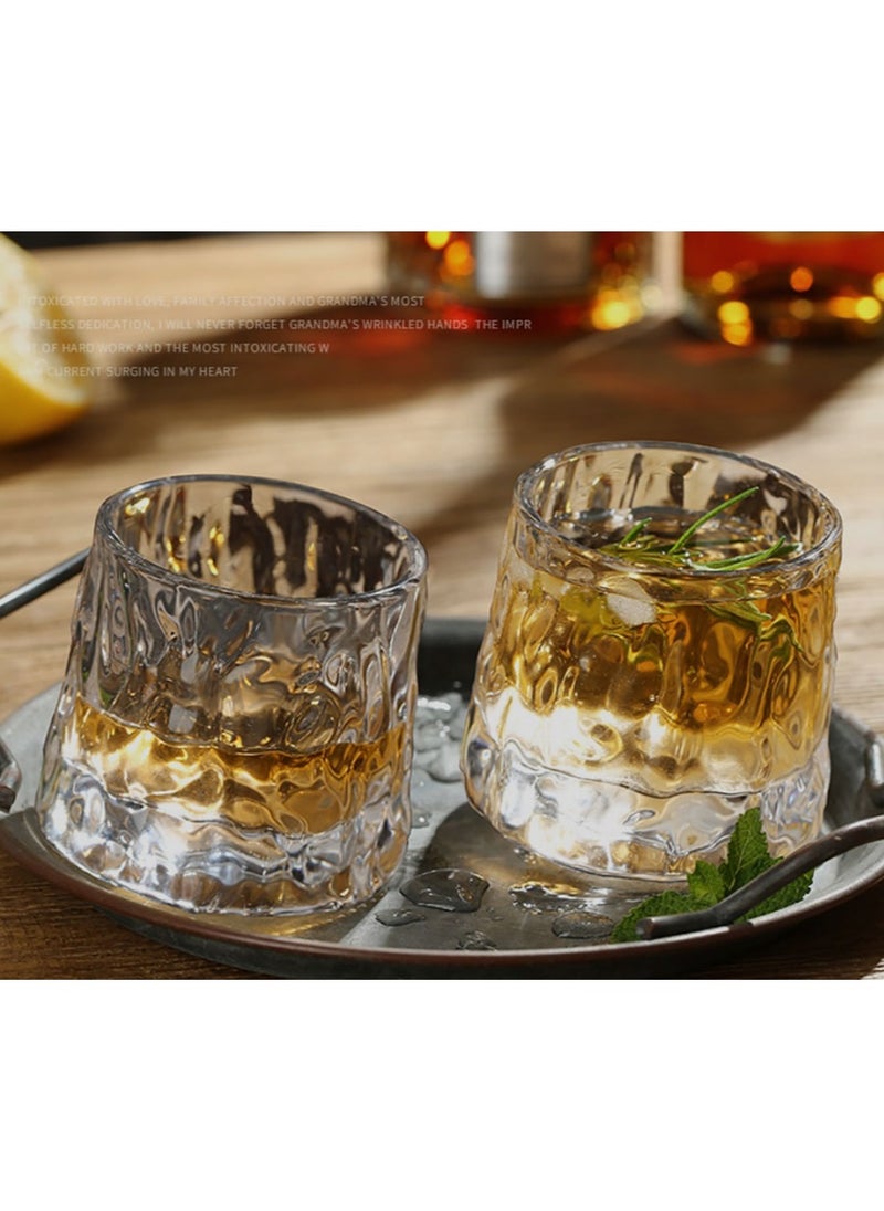 Wine Glass, Beer Whiskey Glass, Glass Water Cup,Spinning Wine Glass 2 Pack
