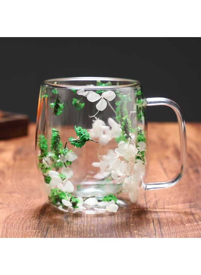 Creative Style New Real Flower Dried Flower Double-layer Borosilicate Glass Office Bar Home Mark Coffee Cup