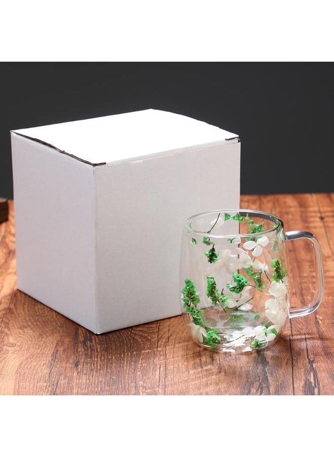 Creative Style New Real Flower Dried Flower Double-layer Borosilicate Glass Office Bar Home Mark Coffee Cup