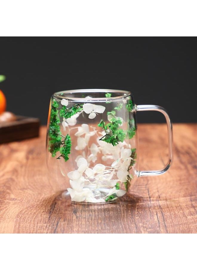 Creative Style New Real Flower Dried Flower Double-layer Borosilicate Glass Office Bar Home Mark Coffee Cup
