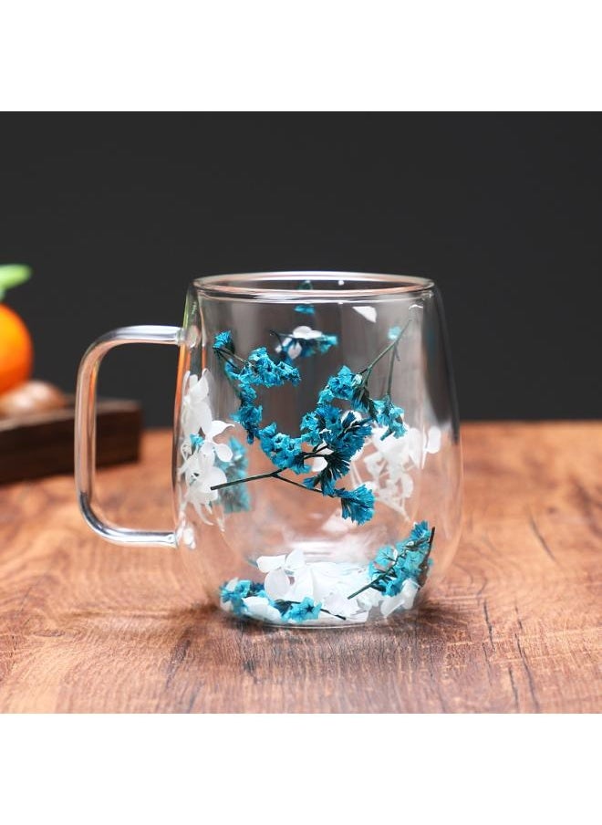 Creative Style New Real Flower Dried Flower Double-layer Borosilicate Glass Office Bar Home Mark Coffee Cup