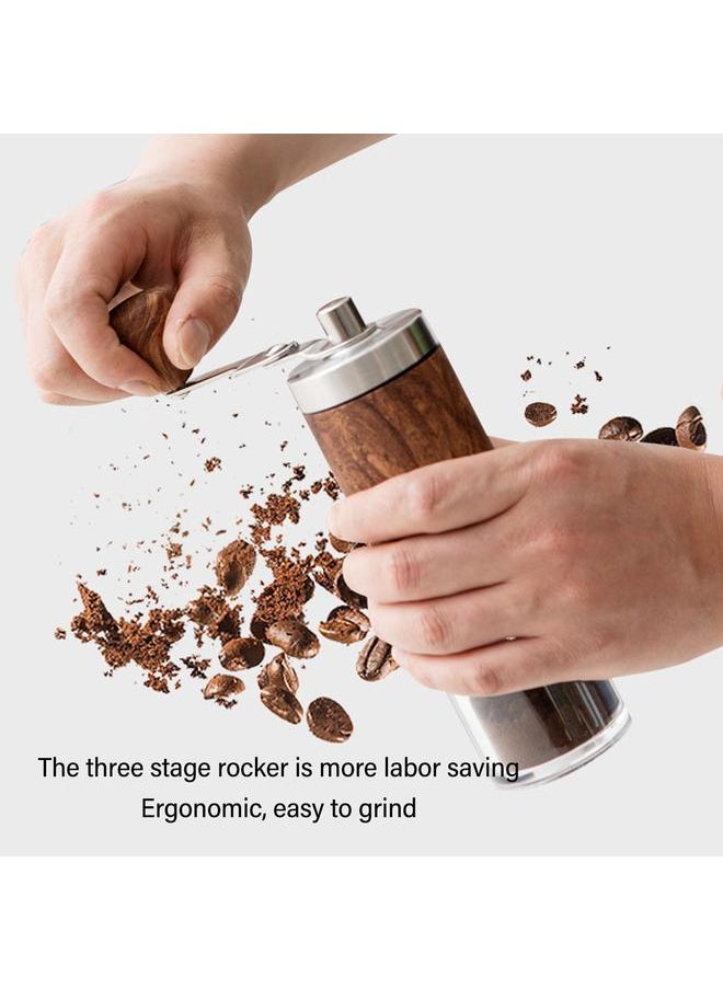 Manual Coffee Grinder Ceramic Core Adjustable Coarseness Stainless Steel Hand Crank Coffee Bean Grinder for Home Camping Travel CT5011