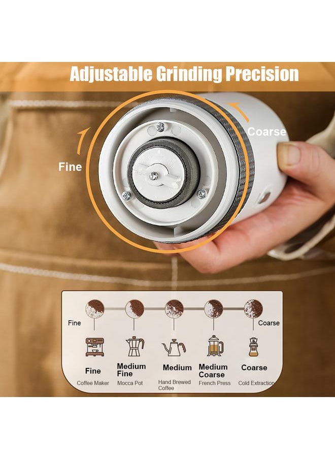 Portable Electric Burr Coffee Grinder 13W 200ml USB Rechargeable Adjustable Setting Cordless Coffee Bean Grinder with Cleaning Brush for Travel Camping Office Household