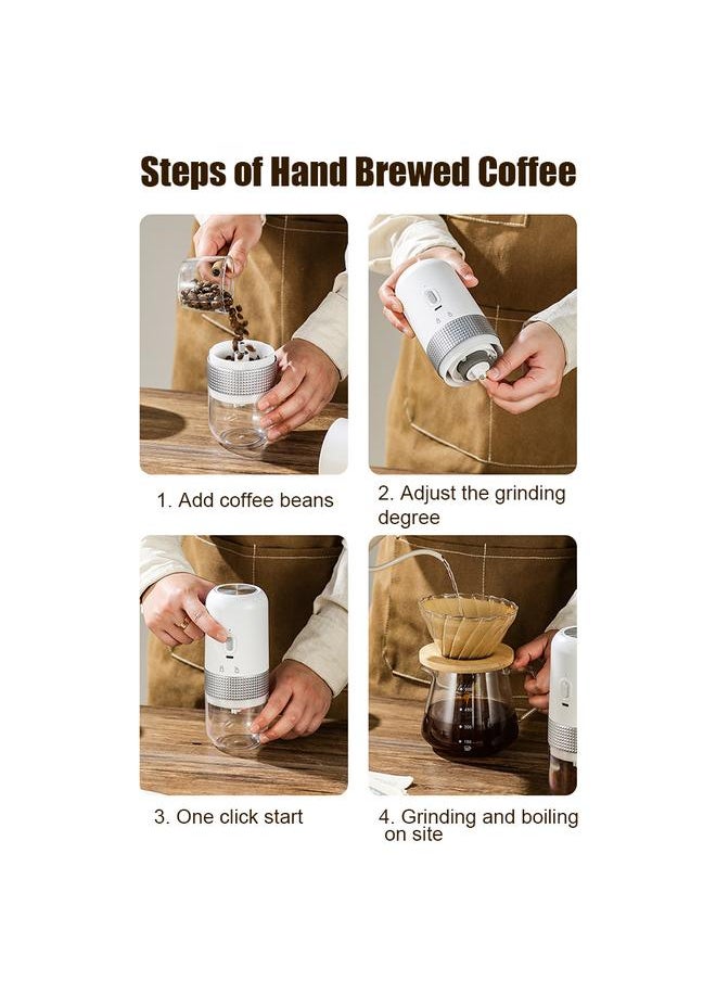 Portable Electric Burr Coffee Grinder 13W 200ml USB Rechargeable Adjustable Setting Cordless Coffee Bean Grinder with Cleaning Brush for Travel Camping Office Household