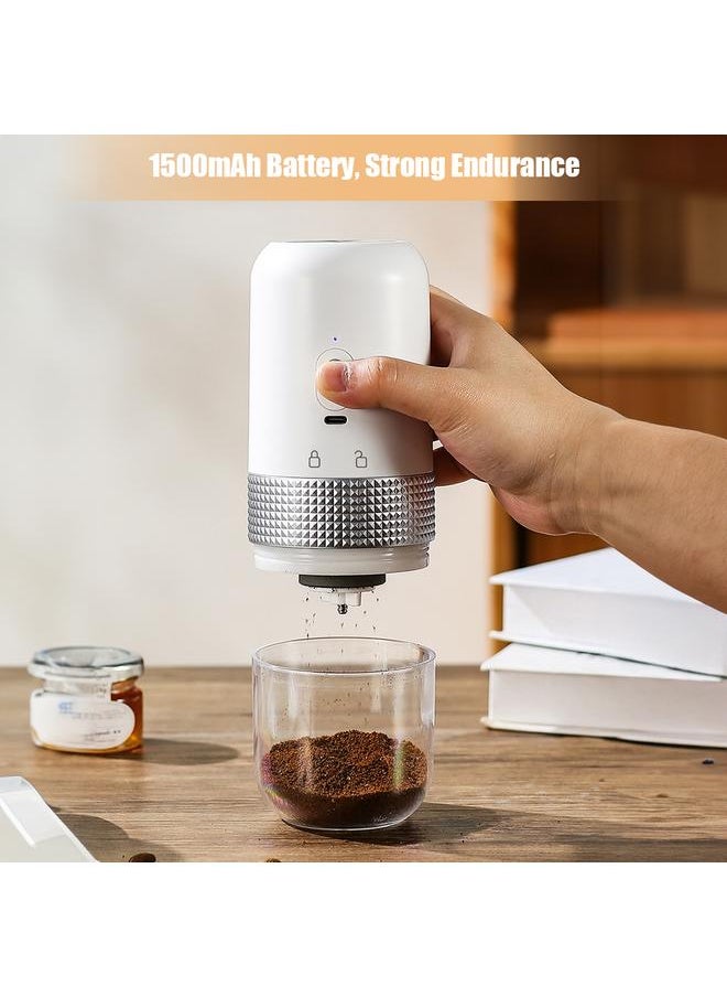 Portable Electric Burr Coffee Grinder 13W 200ml USB Rechargeable Adjustable Setting Cordless Coffee Bean Grinder with Cleaning Brush for Travel Camping Office Household