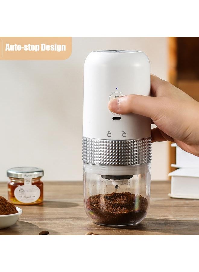 Portable Electric Burr Coffee Grinder 13W 200ml USB Rechargeable Adjustable Setting Cordless Coffee Bean Grinder with Cleaning Brush for Travel Camping Office Household