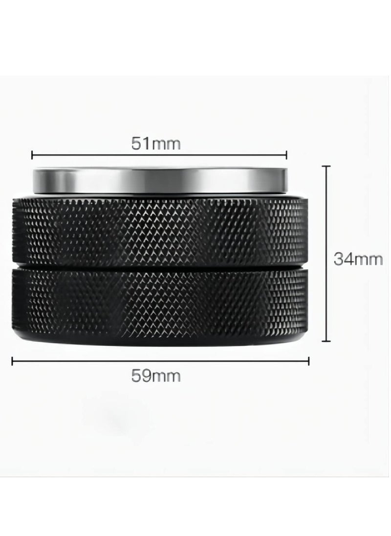 Stainless Steel Coffee Dispenser Powder Tamper Leveler Tool Black Grinder Press powder hammer Adjustable Double-Head Rugged and Durable for Any Place(Black Diameter 51mm)
