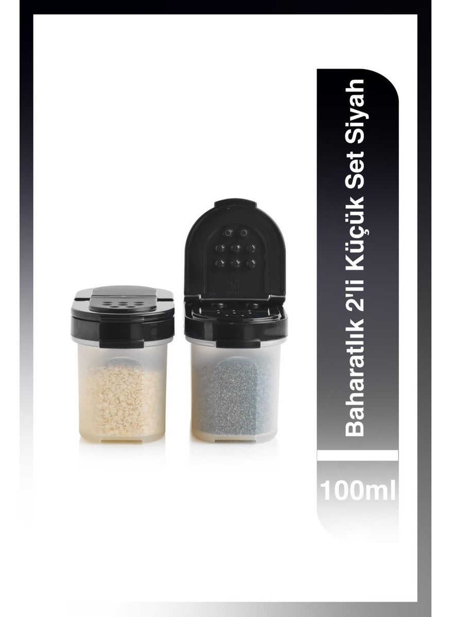 Spice Pot Set of 2 Small 100ml Black
