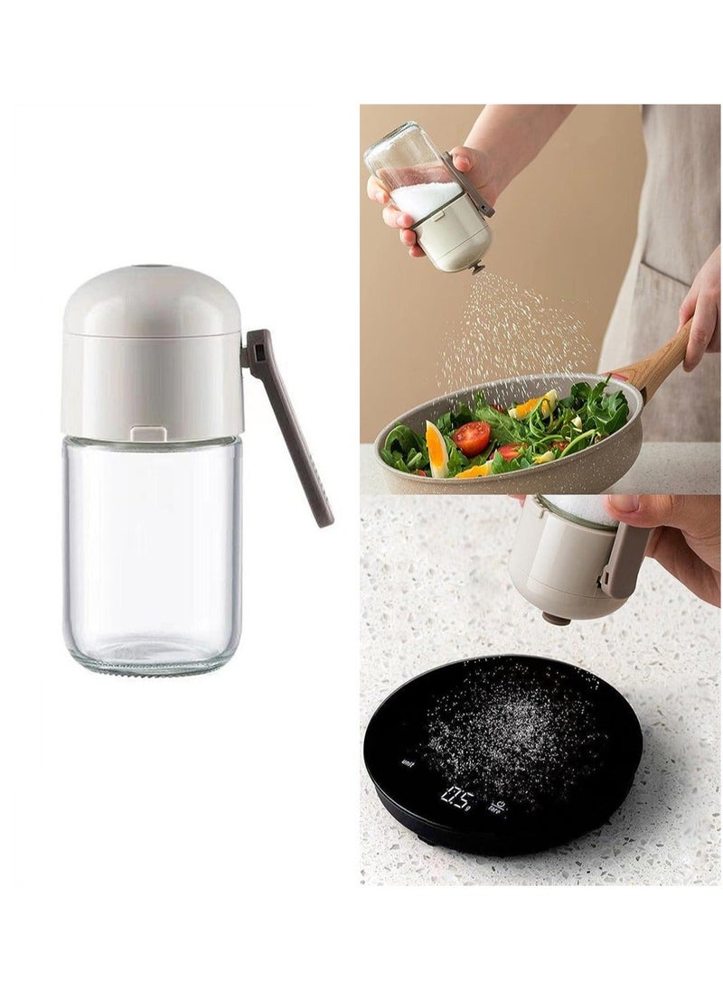 Glass Salt Shaker Dispenser, Precise Quantitative Seasoning Bottle, Jar with Lid Sealed, 0.5g Each Press, Ration Shakers, Spice Dispenser Container