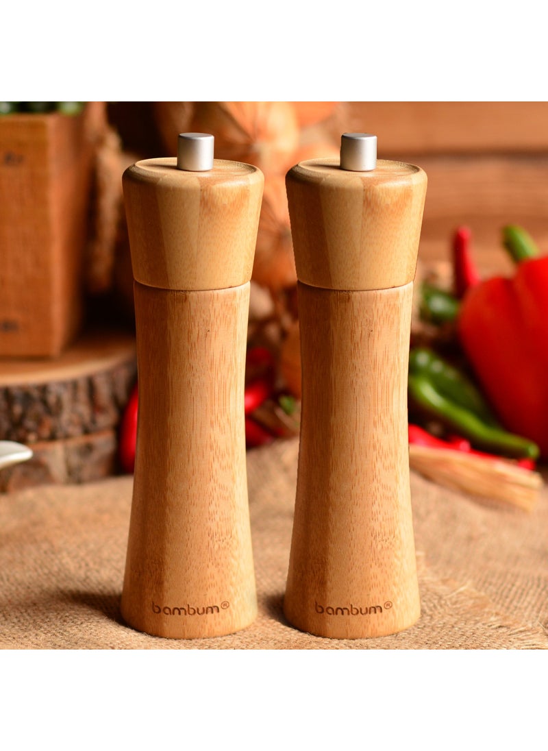 Paprika Double Bamboo Salt Pepper Grinder