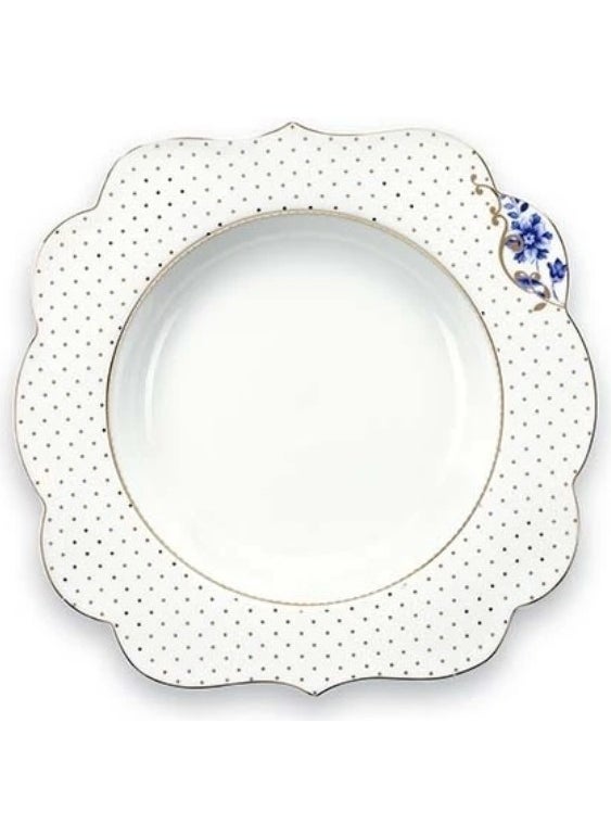 Royal White Gold Polka Dot Soup Plate 23.5 cm.