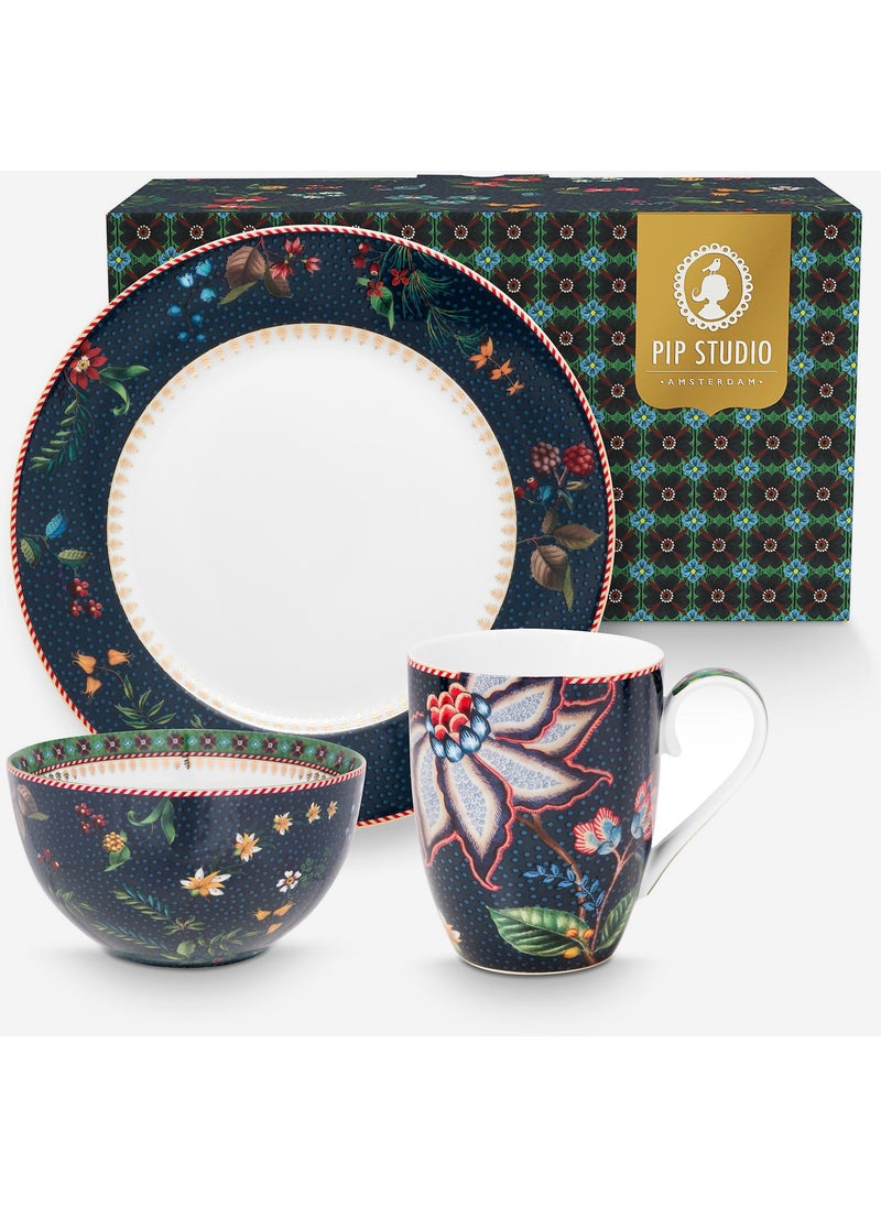 Berry Blues Blue Porcelain Breakfast Set