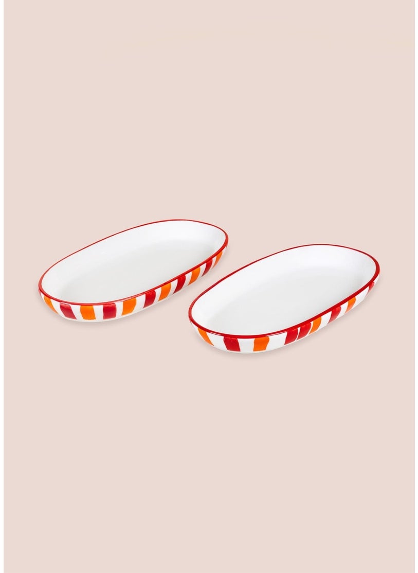 Joy Oval Service Set of 2 Red 11X21X3 cm