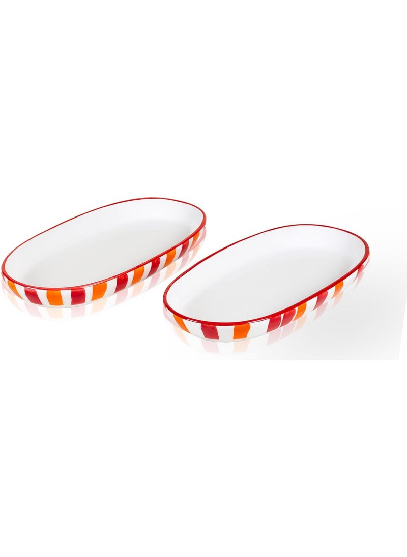 Joy Oval Service Set of 2 Red 11X21X3 cm