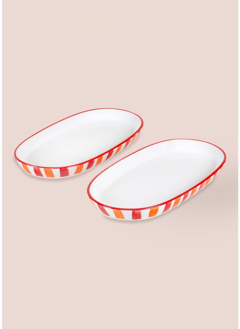 Joy Oval Service Set of 2 Red 14X26X3 cm