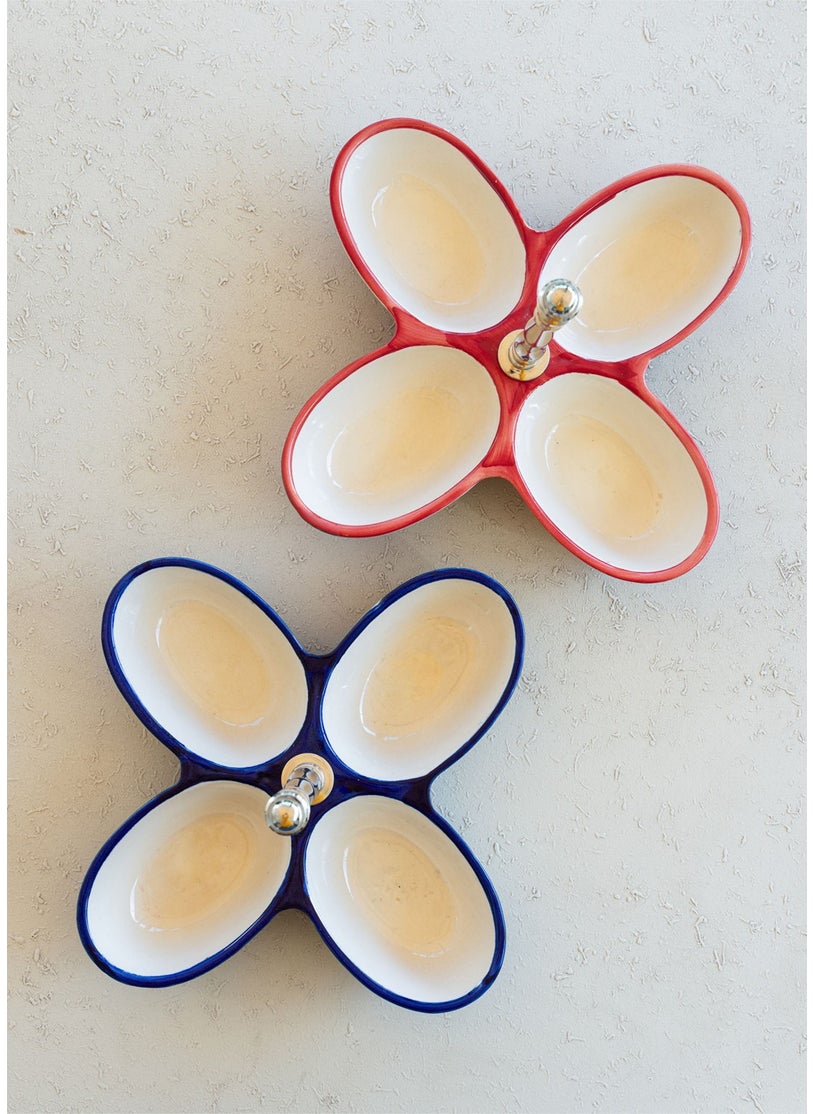 Corallo Snack Bowl Red 4 Compartments 28X28X21 cm