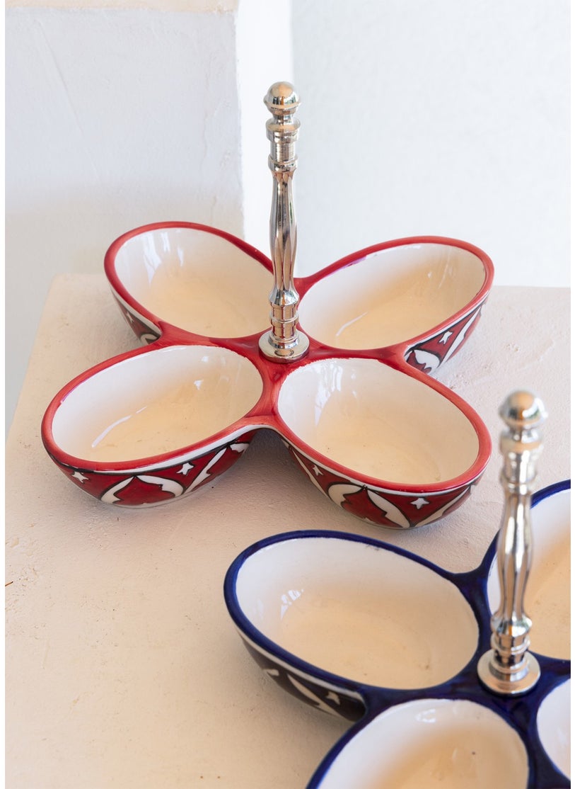 Corallo Snack Bowl Red 4 Compartments 28X28X21 cm