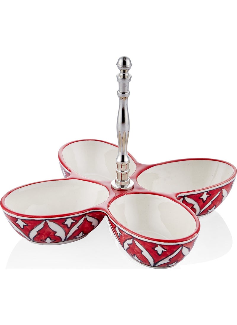 Corallo Snack Bowl Red 4 Compartments 28X28X21 cm