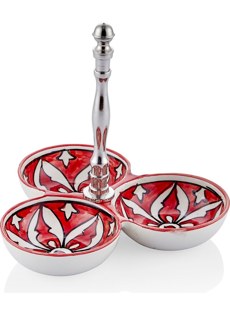 Corallo Snack Bowl Red 3 Compartments 19X19X19 cm
