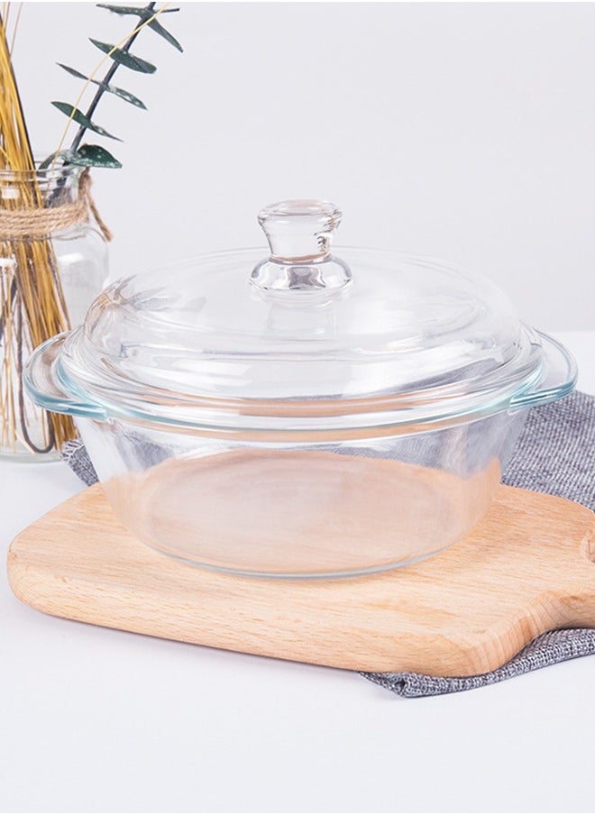 5 Pcs Glass Cooking Pot，Thickened High Boron Glass Pot, Multifunctional Heat Resistant Glass Pot, With 4 Pcs Glass Bowls With Small Handle And 1 Pcs Glass Cooking Pot With Cover And Handle，Easy To Clean，For Pasta Noodle, Soup, Milk