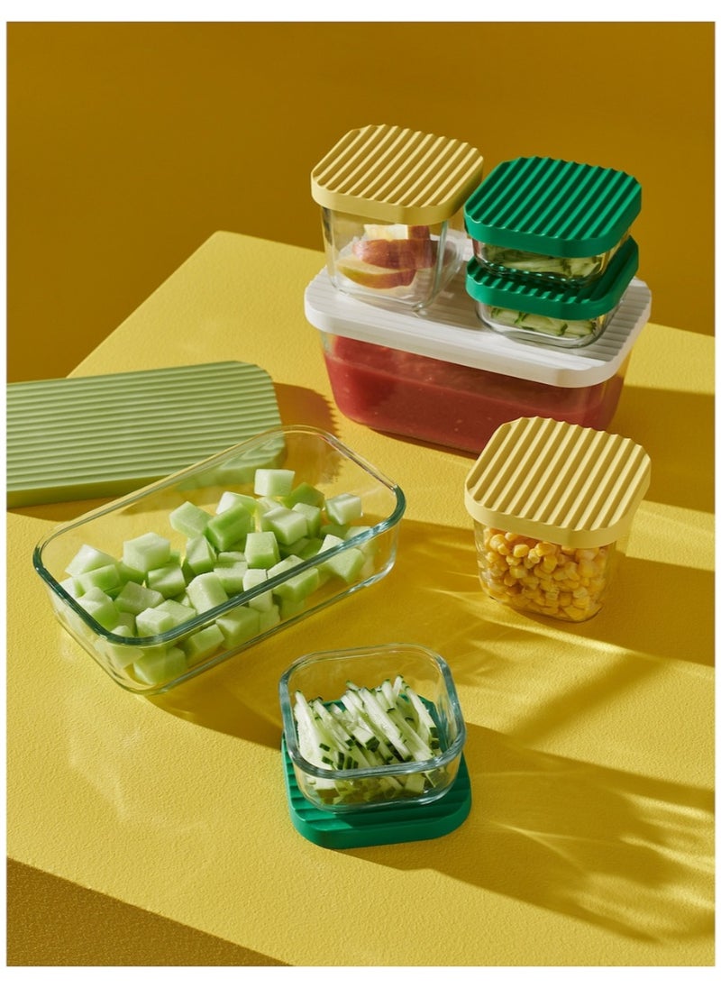 Food Container with Lid Set of 5 Transparent/Multicolour