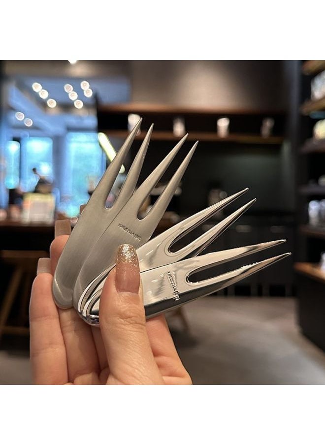 Reject Piracy! Original 316 Stainless Steel Fruit Fork Household Fruit Sign Children's Dessert Fork Mooncake Fork-Specification:2 Bright Fat Fruit Forks ✓ ✓