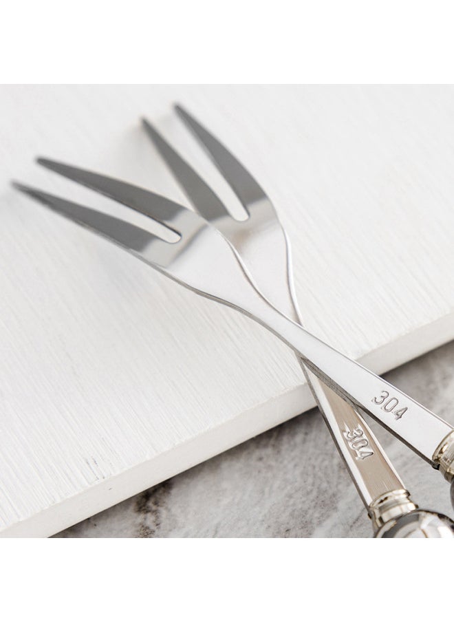 Luxury Ins Pearl Fruit Fork Set Creative Colorful Ceramic Storage Can Stainless Steel Forks Fruit Fork Can Modern Simple Style-Specifications:Milk Yellow Bee Jar 6 Pearl Fruit Forks