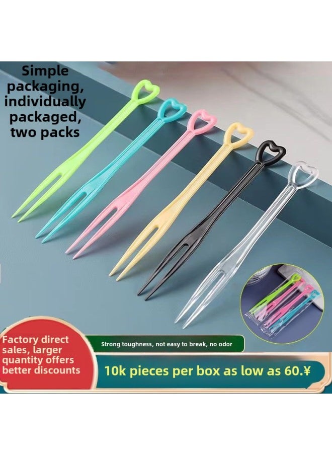 Fruit Fork Disposable Fork Separate Packaging Plastic Fruit Sign Fruit Store Commercial Fruit Insert 10,000 Pack-Color:Independent Installation 10000-Specifications:Heart Fork Black