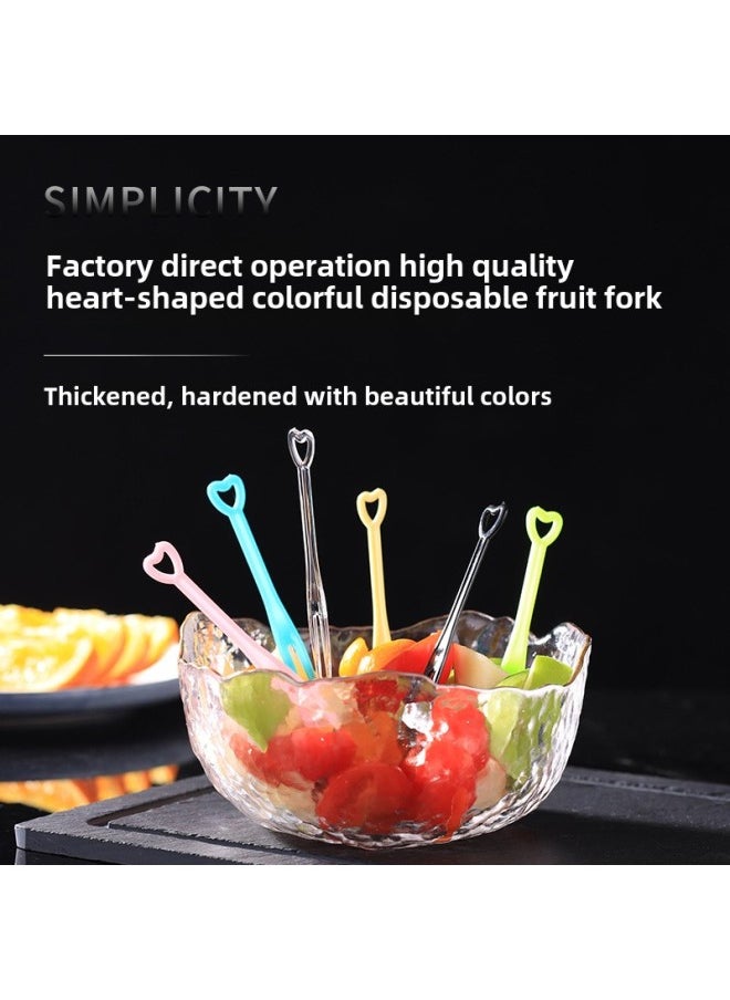 Fruit Fork Disposable Fork Separate Packaging Plastic Fruit Sign Fruit Store Commercial Fruit Insert 10,000 Pack-Color:Independent Installation 10000-Specifications:Heart Fork Black