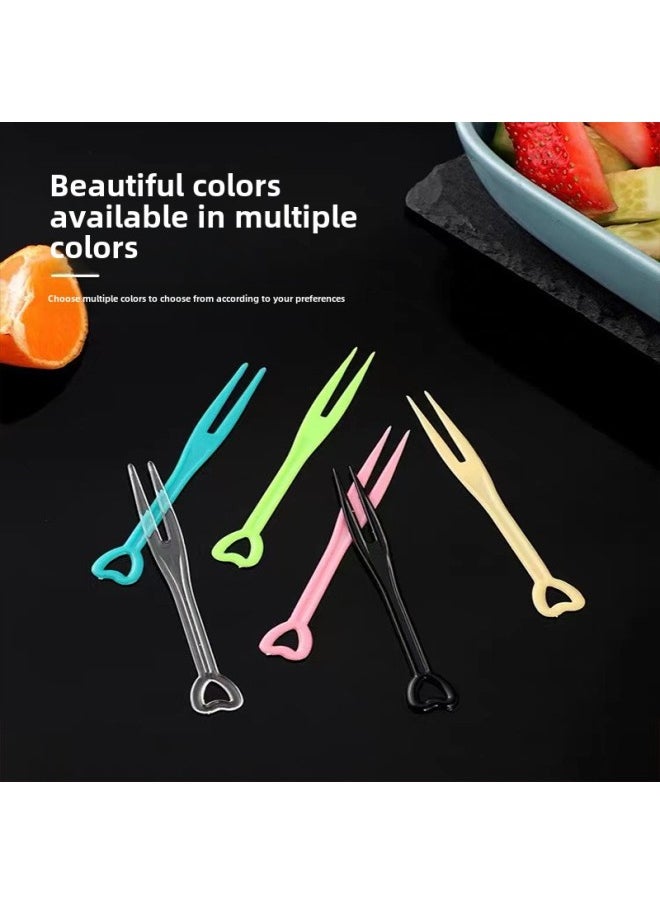 Disposable Fruit Fork Individually Packaged Plastic Fruit Sign Transparent Fork KTV Commercial Snack Cake Fork Wholesale-Color:Heart-shaped Fork [10000 Pieces] Thickened Version-Specifications:Black