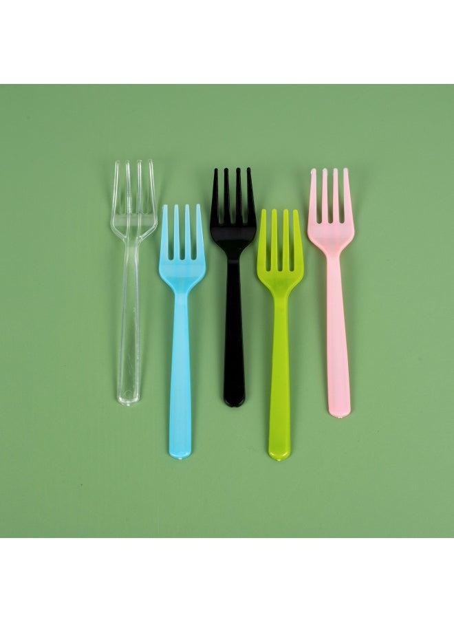 Thickened Disposable Small Fork Plastic Fruit Fork Cake Dessert Fruit Trial Birthday Cake Fork Bag-Specifications:Black Four Forks 10k★