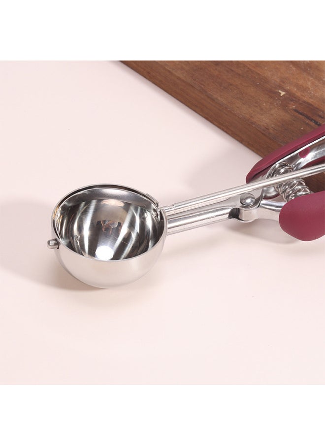 304 Stainless Steel Ice Cream Scoop Fruit Sundae Spoon Dessert Spoon Durable Long Handle Kitchen Utensil-Color:Burgundy-Specifications:3 Piece Set (3 4 5CM)