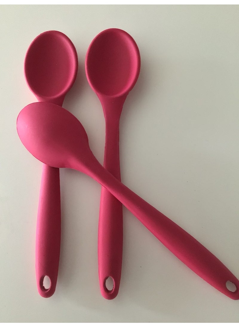 Bybirgül Large Size Silicone 3-Piece Spoon Set