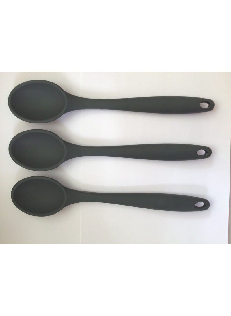Large Size Fireproof Non-Stick Silicone Spoon Set Anthracite