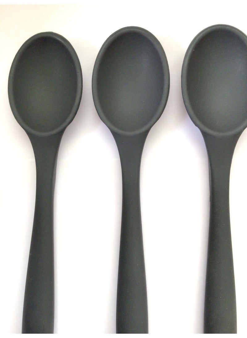 Large Size Fireproof Non-Stick Silicone Spoon Set Anthracite