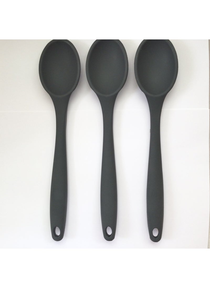 Large Size Fireproof Non-Stick Silicone Spoon Set Anthracite