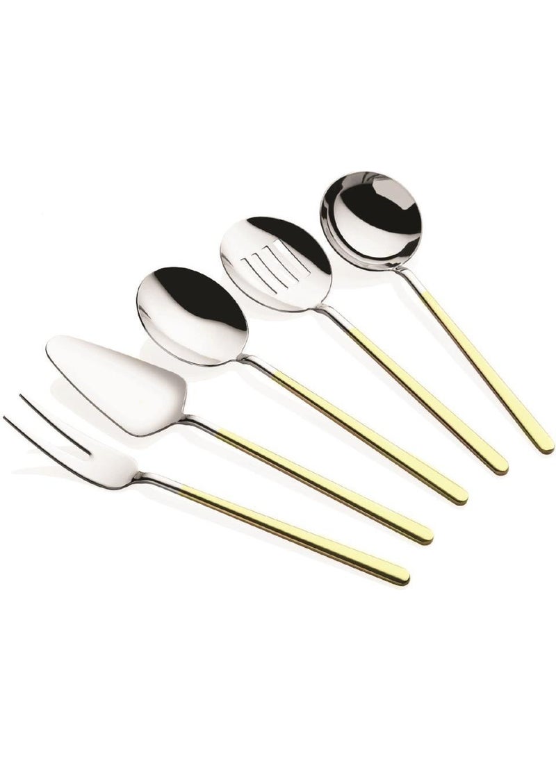 Almeria Decorated 24K Gold 5 Piece Sauce Serving Set