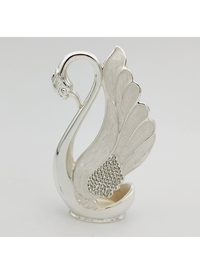 In Stock Wholesale Big Swan Fruit Fork Suit Home Decoration European Cute Coffee Dessert Spoon Creative Cross-border-Specifications:Silver White [separate Swan Base]]