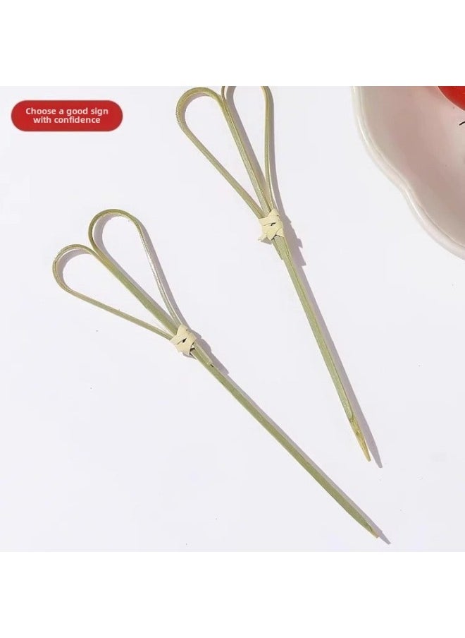 Small Bamboo Stick Disposable Sugar Gourd Baked Hamburger Sandwich Cocktail Decorative Scissors Sign Fruit Sign Fruit Insert-Specification:15cm-[100 Pieces] New Style Hamburger Picks