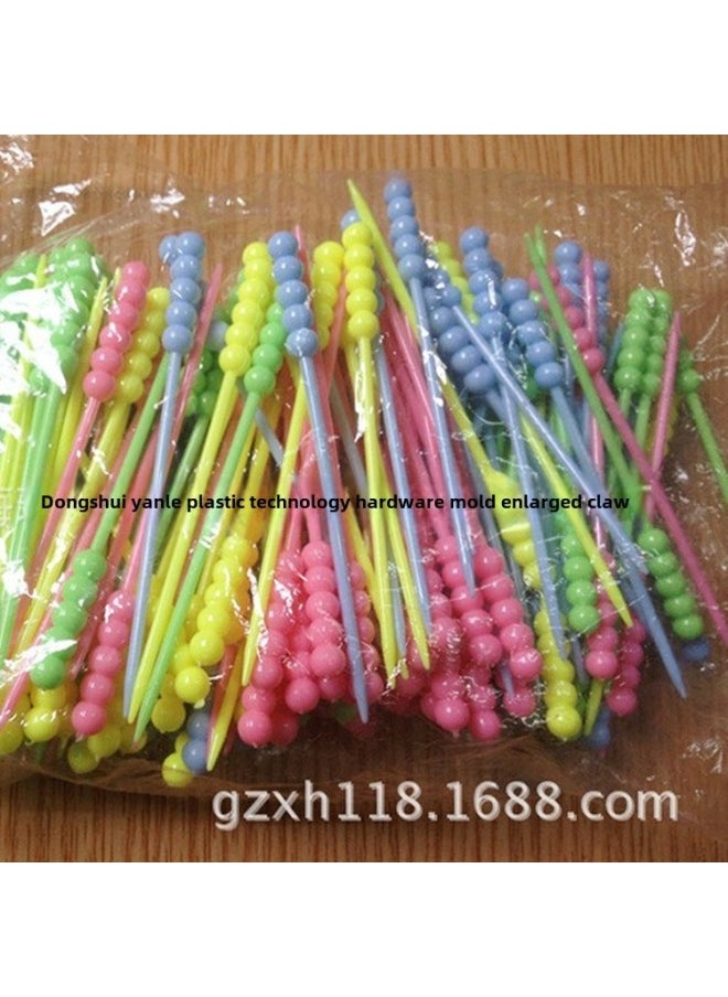 Factory Wholesale Fruit Fork Disposable Fruit Stick Plastic Fruit Insert Transparent Bead Wine Sign Bar KTV Supplies-Specifications:Semi-transparent Color (9cm) Mixed Color 2000 Support