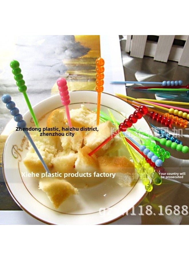 Factory Wholesale Fruit Fork Disposable Fruit Stick Plastic Fruit Insert Transparent Bead Wine Sign Bar KTV Supplies-Specifications:Semi-transparent Color (9cm) Mixed Color 2000 Support