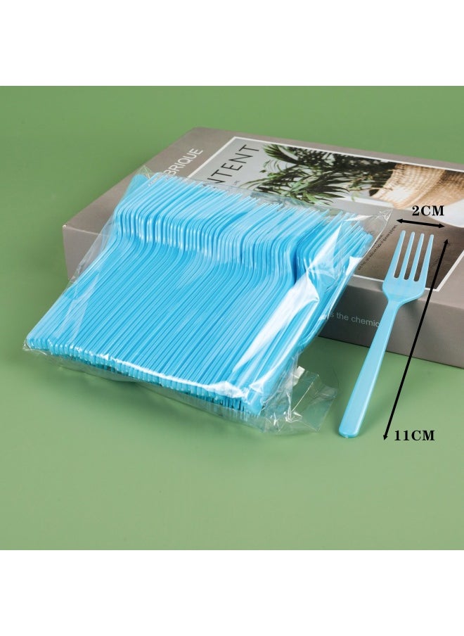 Thickened Disposable Small Fork Plastic Fruit Fork Cake Dessert Fruit Trial Birthday Cake Fork Bag-Specifications:1000 Blue Four Prongs★
