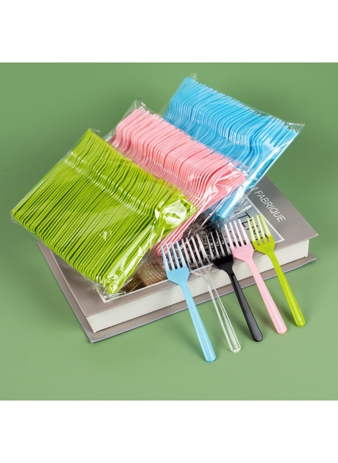 Thickened Disposable Small Fork Plastic Fruit Fork Cake Dessert Fruit Trial Birthday Cake Fork Bag-Specifications:1000 Blue Four Prongs★