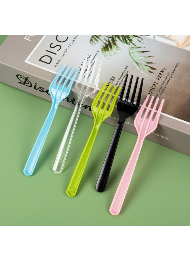 Thickened Disposable Small Fork Plastic Fruit Fork Cake Dessert Fruit Trial Birthday Cake Fork Bag-Specifications:1000 Blue Four Prongs★