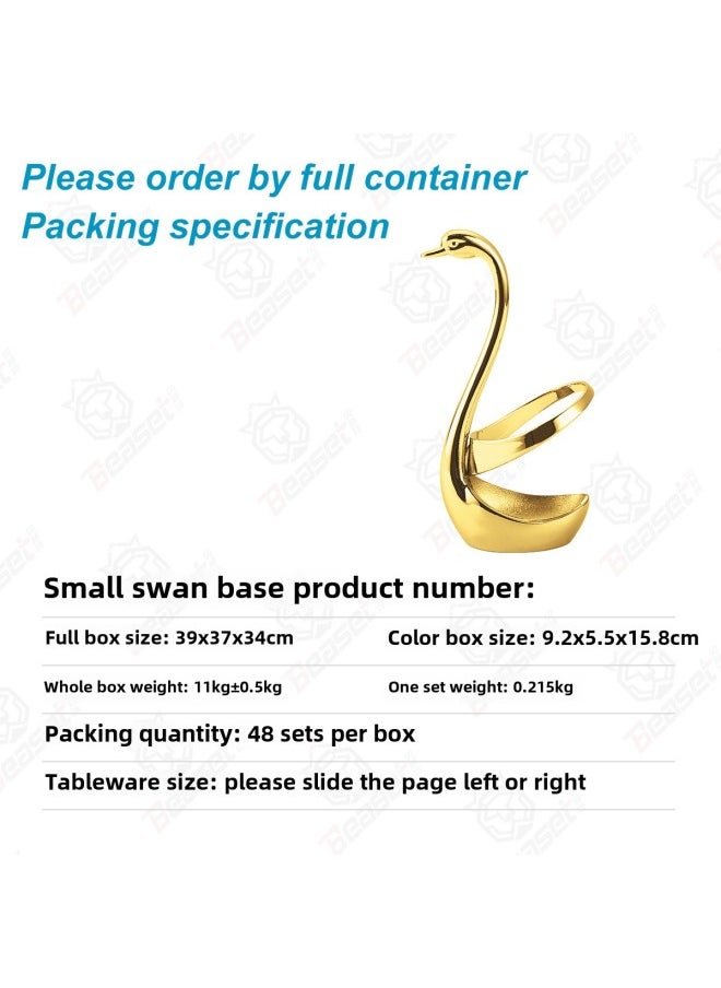 Small Size Swan Base Fruit Fork Leaf Coffee Spoon Suit Stainless Steel Restaurant Hotel Ornaments Tableware Storage Rack-Specifications:Golden Cygnus 6 Fork