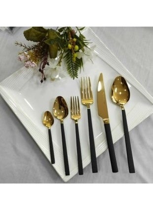Stayle Black Gold Titanium 6 Piece Dinner Forks