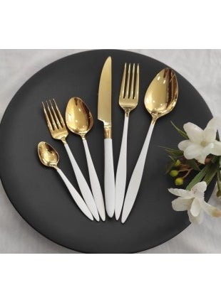 Carmen 42 Piece White Gold Titanium Fork Spoon Set