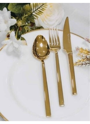 Stayle 42 Piece Gold Titanium Fork Spoon Set
