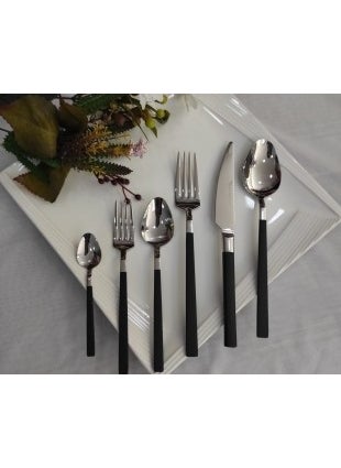 Stayle 42 Piece Black Steel Fork Spoon Set