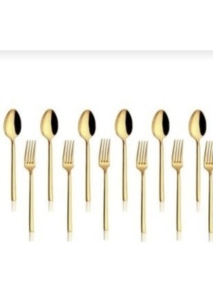 Stayle Titanium Gold 6 Pieces Dessert Spoon 6 Dessert Forks